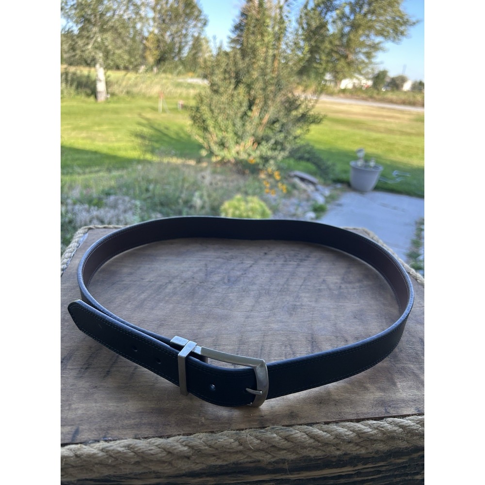 Dickies 11GD0213 Mens Reversible Leather Belt Black Brown 48" Long Silver Buckle
